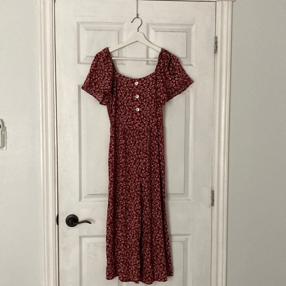 Red floral jumpsuit - Medium